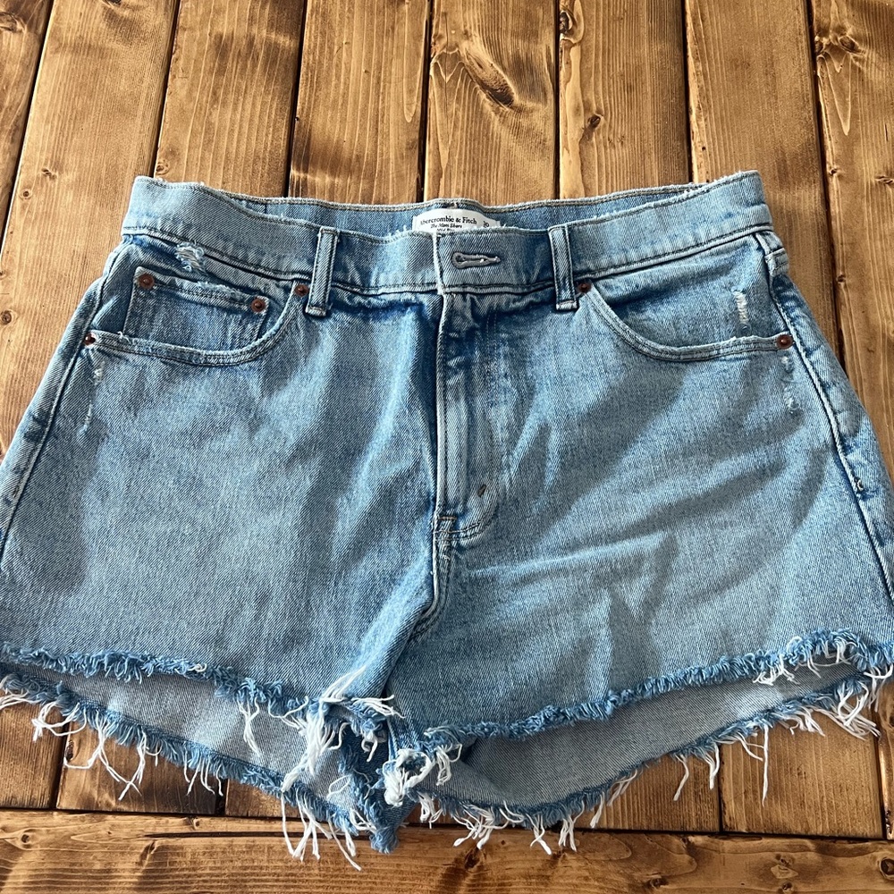 Abercrombie & Fitch Blue Jean Shorts Distressed Frayed Hem